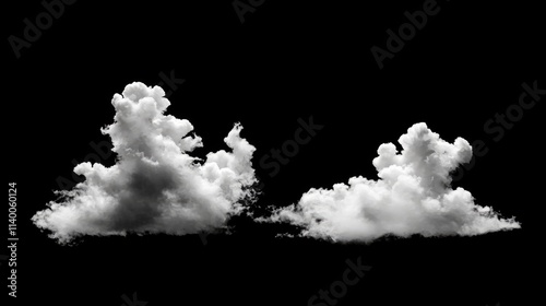 Black and white clouds on a stark black background creating a dramatic and artistic atmosphere for various design projects.