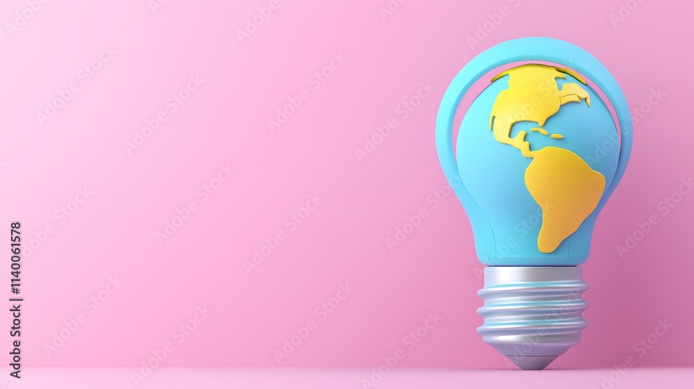 As a symbol of energy efficiency, the earth-shaped light bulb represents climate change solutions.