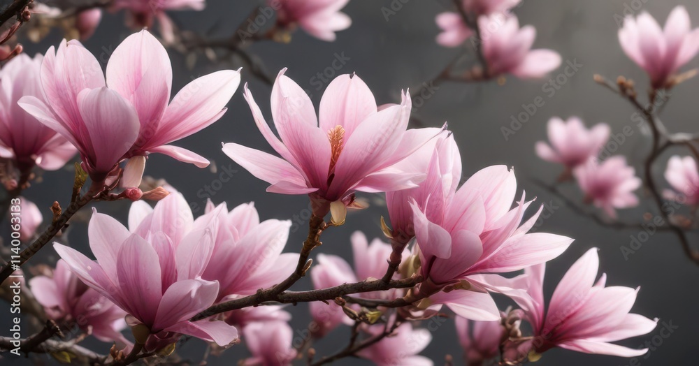 Delicate pink magnolia blossoms, vibrant petals , blossom, nature Delicate pink magnolia blossoms, vibrant petals , blossom, nature