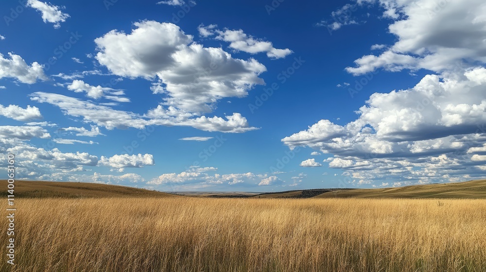 Vast golden field under a bright blue sky adorned with fluffy white clouds on a sunny day in a serene landscape. Vast golden field under a bright blue sky adorned with fluffy white clouds on a sunny day in a serene landscape.