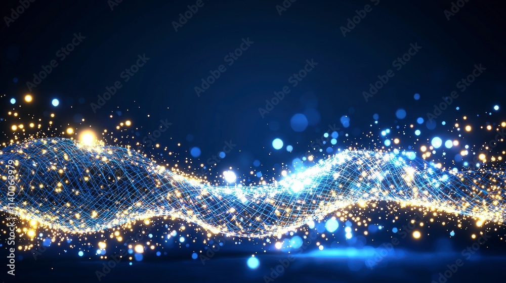 Abstract Glowing Wave Network Connection Digital Data Flow Futuristic Background Abstract Glowing Wave Network Connection Digital Data Flow Futuristic Background