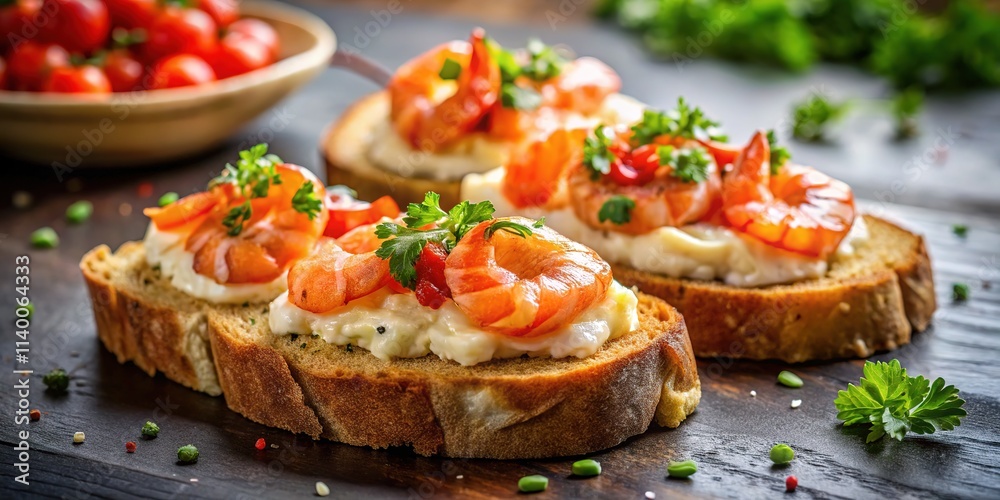 Creamy Shrimp Toast Appetizer High-Def Focus Creamy Shrimp Toast Appetizer High-Def Focus