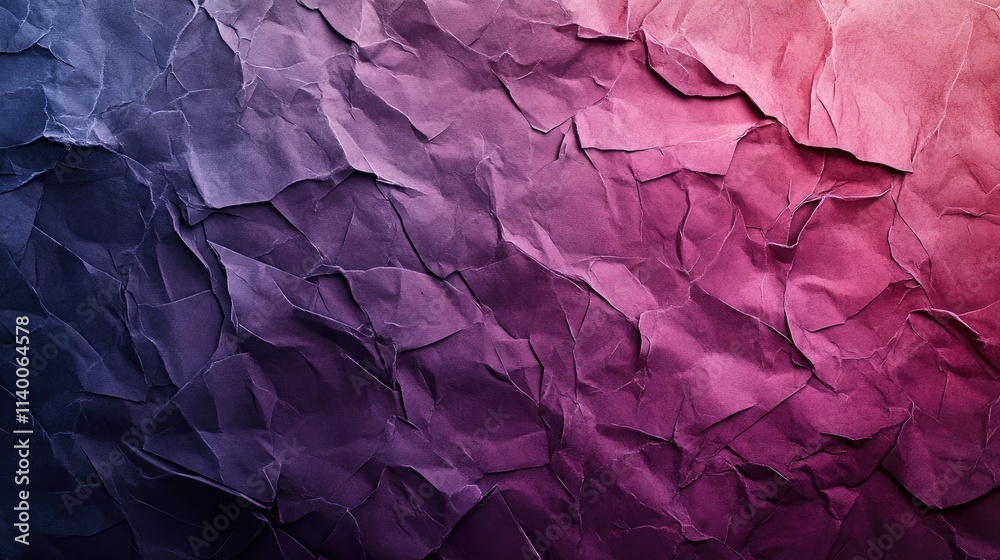 Fototapeta premium Crumpled paper texture with gradient color transition for creative backgrounds and artistic designs