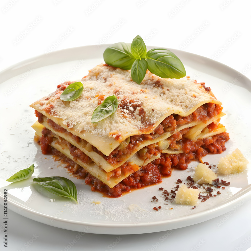 Freshly baked lasagna with savory bolognese sauce Freshly baked lasagna with savory bolognese sauce
