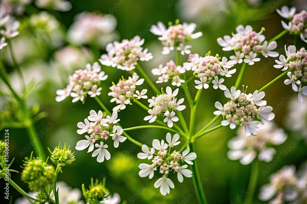 Delicate Coriander Flowers Silhouette Close-up Delicate Coriander Flowers Silhouette Close-up