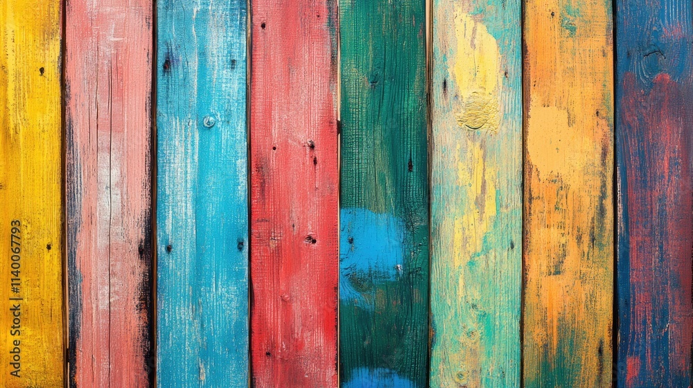 Colorful rustic wood panel texture with a vibrant paint pattern for creative backgrounds and design elements. Colorful rustic wood panel texture with a vibrant paint pattern for creative backgrounds and design elements.