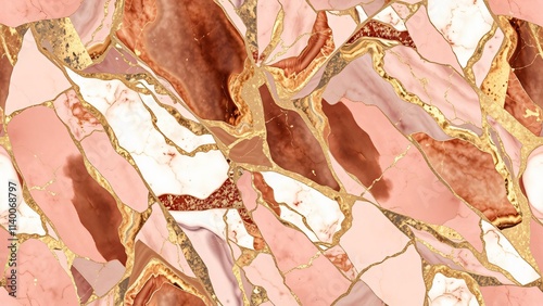Rose Gold Marble Seamless Texture in Elegant Style: Luxurious and Modern Surface for Design and Decorative Themes