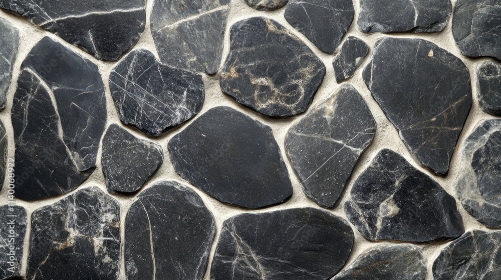 Textured black stone wall background for architectural, interior design, or natural stone decoration purposes in modern environments. Textured black stone wall background for architectural, interior design, or natural stone decoration purposes in modern environments.