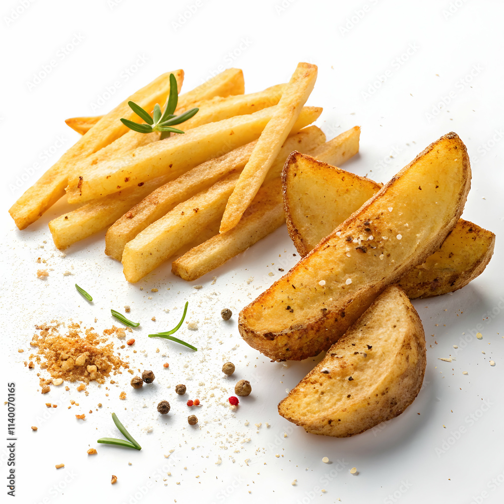 Fried potatoes french fries isolated Fried potatoes french fries isolated