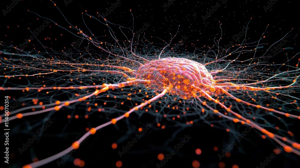 Glowing Neuron Network Brain Cell Neural Connections Medical Science Abstract Backgrou Glowing Neuron Network Brain Cell Neural Connections Medical Science Abstract Backgrou