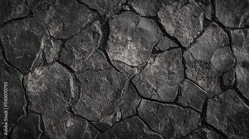 Cracked asphalt road texture background for construction and design projects with a weathered and worn appearance photo