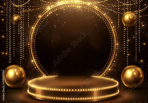 Golden Stage with Orbs and ...