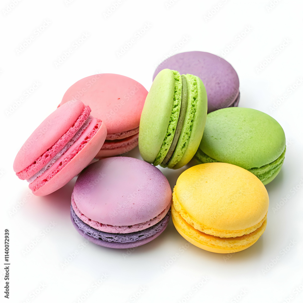 Obraz premium Macarons french multicolored macaroons cakes Small french sweet cake