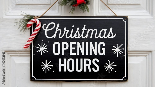 Christmas Opening Hours Sign on Door