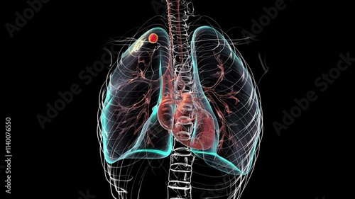 Lungs affected by apical tuberculosis, animation