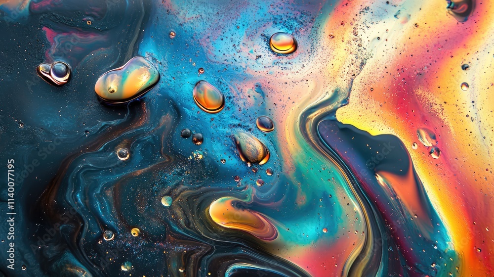 Colorful abstract texture of oil spills creating a mesmerizing blend of vibrant hues and swirling patterns suitable for artistic backgrounds. Colorful abstract texture of oil spills creating a mesmerizing blend of vibrant hues and swirling patterns suitable for artistic backgrounds.