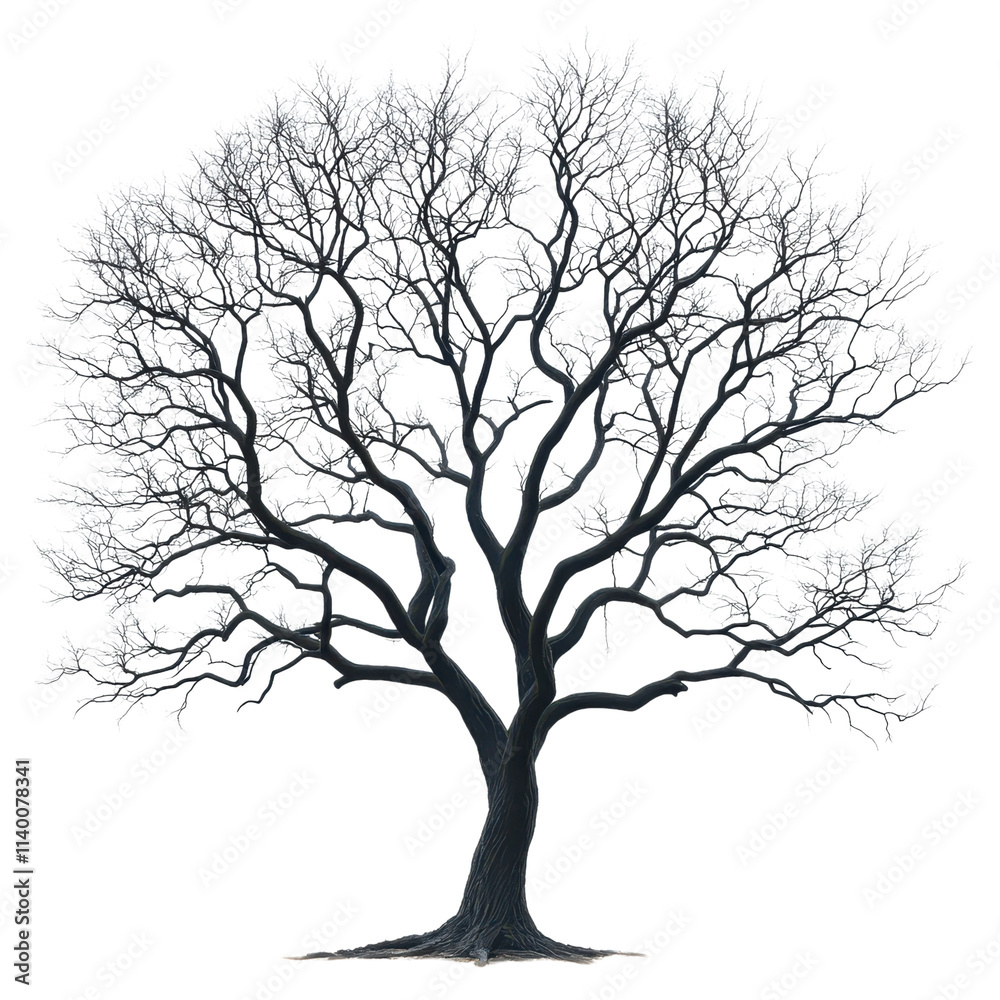 Obraz premium Intricate branches of a bare winter tree minimalist nature photography against a white background