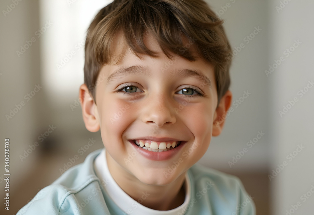 Portrait of a Smiling Boy with Bright, Happy Expression Portrait of a Smiling Boy with Bright, Happy Expression