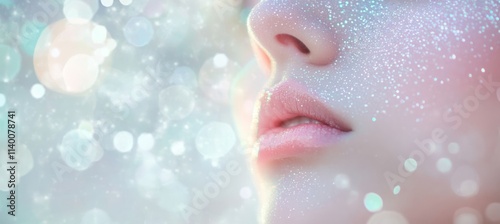 Closeup of a face adorned w...