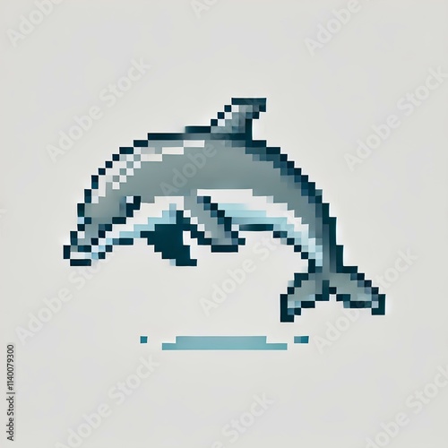 Pixel Art Dolphin Isolated photo