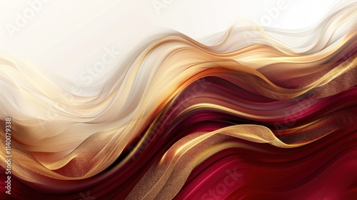 Flowing Elegance: Abstract Waves of Gold and Burgundy