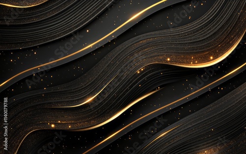 Abstract Black Gold Swirlin...