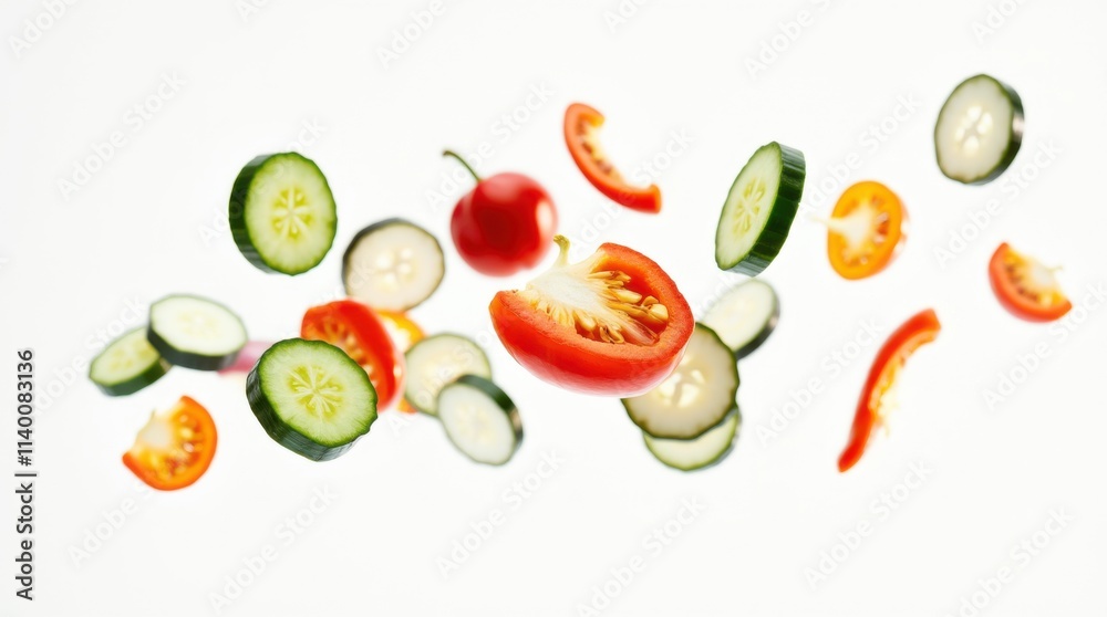 Falling Sliced Vegetables Falling Sliced Vegetables