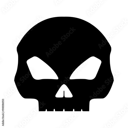 Realistic Human Skull Illustration on a Plain Background - Minimalist and Gothic Artwork for Halloween and Anatomy Themes