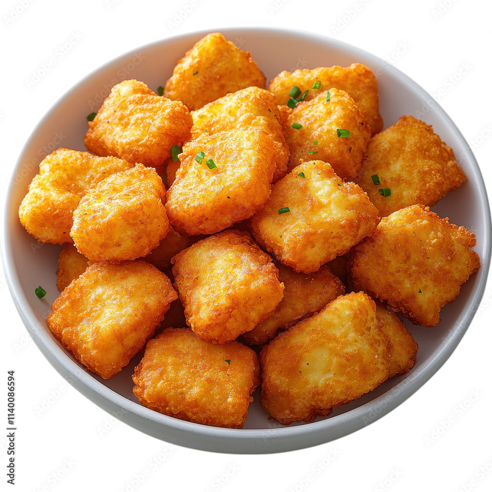 Crispy golden nuggets delight minimalist design showcase culinary art contemporary setting aesthetic focus Crispy golden nuggets delight minimalist design showcase culinary art contemporary setting aesthetic focus