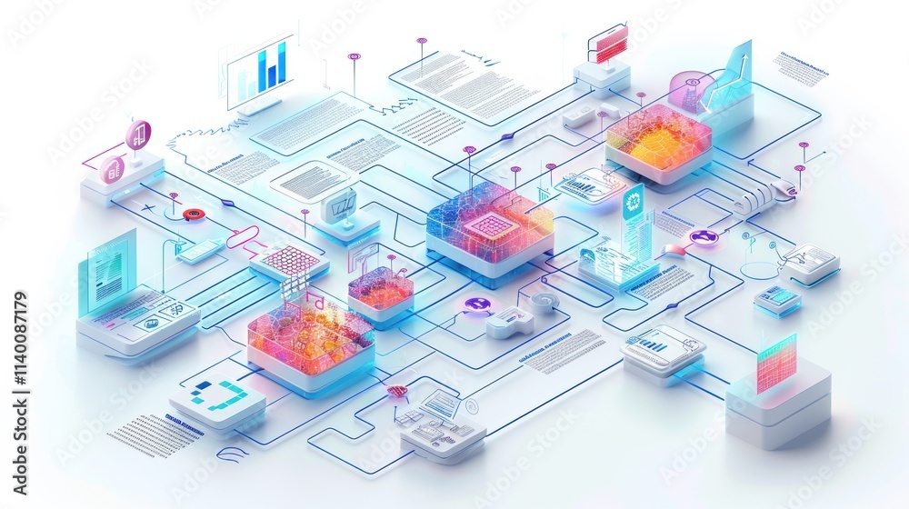 Obraz premium Visual Representation of Interconnected Data Flow and Technological Advancement