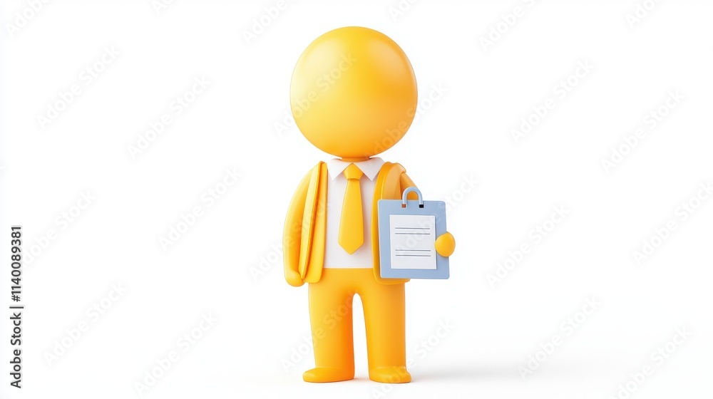 Yellow cartoon character representing a professional attending their first industry conference event Yellow cartoon character representing a professional attending their first industry conference event