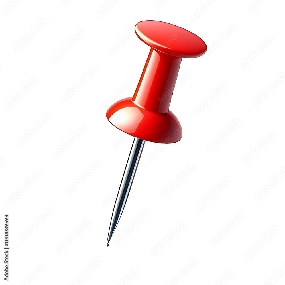 Red Push Pin Isolated on Transparent Background Red Push Pin Isolated on Transparent Background