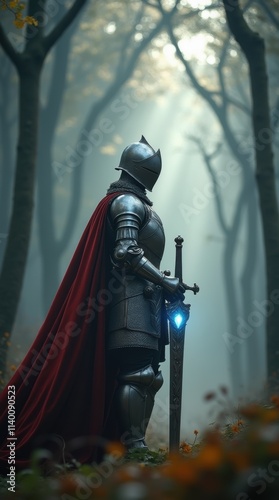 Noble Knight in Misty Forest