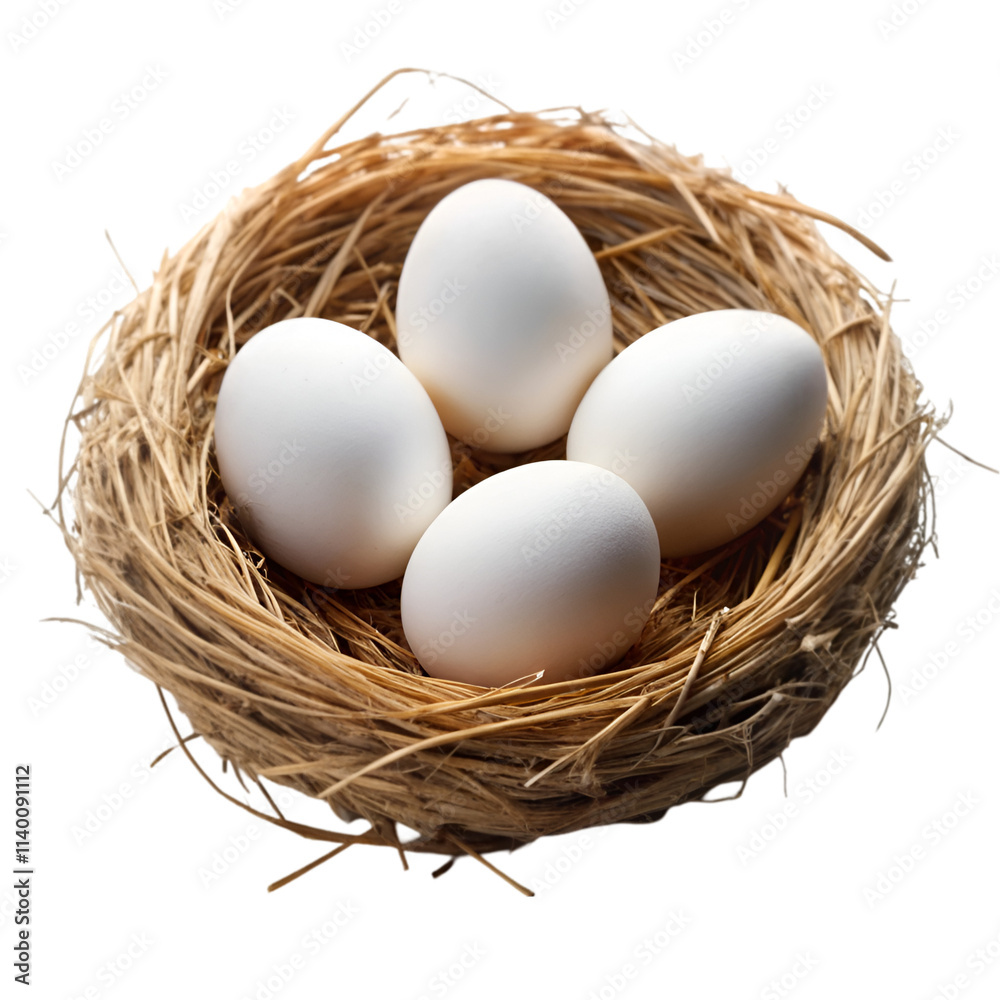 White eggs in nest isolated on transparent background White eggs in nest isolated on transparent background