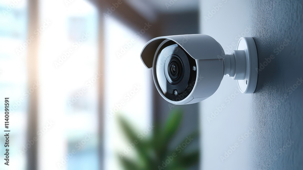 Modern Security Camera in Interior Setting Modern Security Camera in Interior Setting