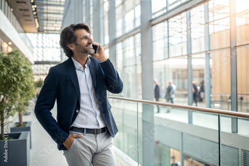 Businessman having a casual conversation on phone