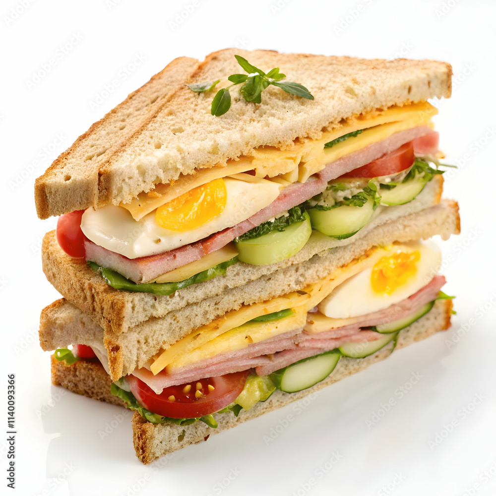 Panini sandwich with ham cheese tomato and arugula Panini sandwich with ham cheese tomato and arugula