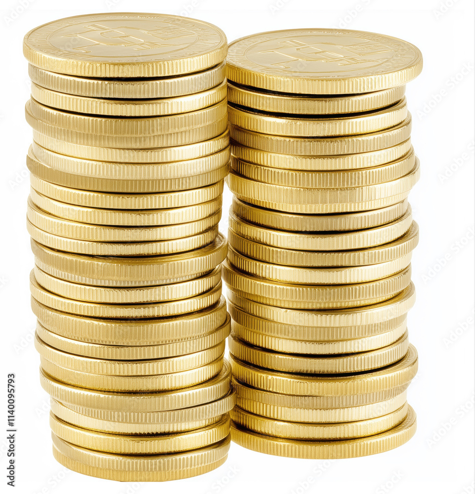 Increase in wealth, the process of accumulating and increasing the number of coins in a stack. Concept of business success, economic or market growth, investment income, capital gains, benefits. Increase in wealth, the process of accumulating and increasing the number of coins in a stack. Concept of business success, economic or market growth, investment income, capital gains, benefits.