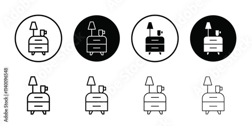 Bedside table icon Thin line flat illustration