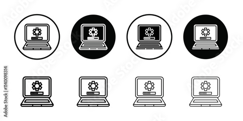 Computer system update icon Thin line flat illustration