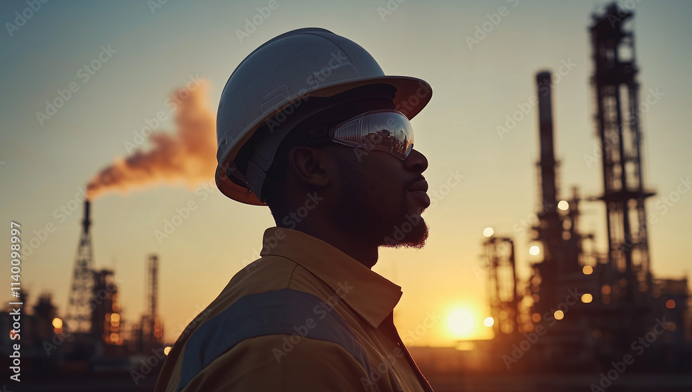 A smiling man construction worker wearing a safety helmet outdoors A smiling man construction worker wearing a safety helmet outdoors