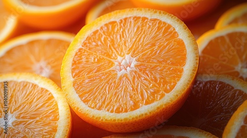 Freshly sliced oranges arranged beautifully in a vibrant display ready for juicing or snacking