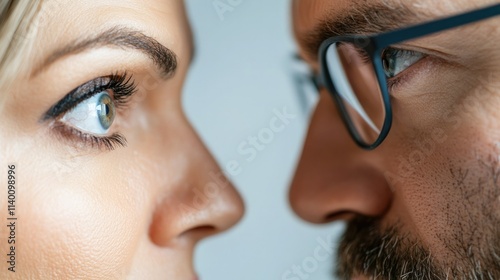Close-up of two people engaged in intense eye contact during a meaningful conversation
