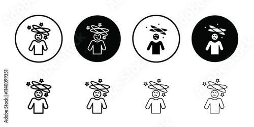 Dizziness icon Thin line flat illustration