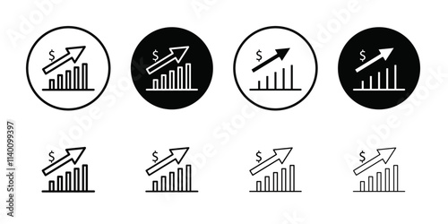 Dollar rate increase icon Thin line flat illustration