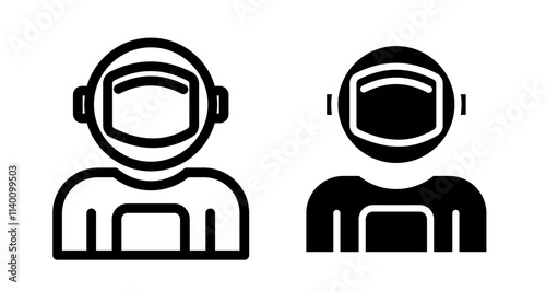 Astronaut Icons. black and white vector illustration set.