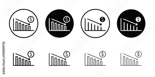 Economy crisis icon Thin line flat illustration