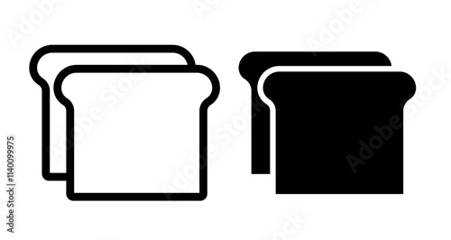 Bread slices Icons. black and white vector illustration set.