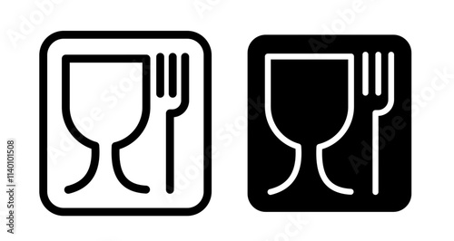 Food safe mark Icons. black and white vector illustration set.