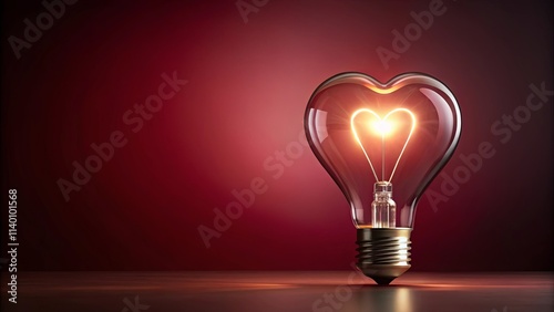 Heart-Shaped Lightbulb Glowing with Warmth and Passion on a Dark Background